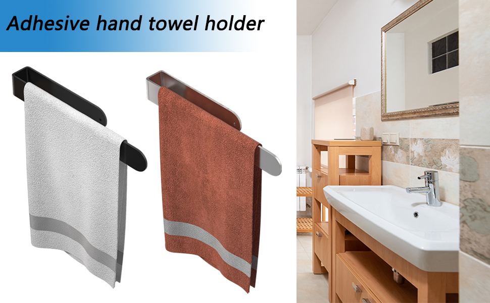 HUFEEOH 14 inch Adhesive Hand Towel Holder, Stainless Steel Kitchen