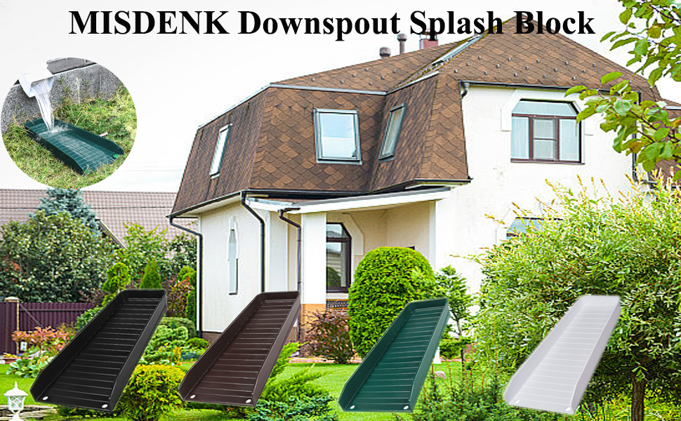 MISDENK Rain Gutter Downspout Extension, Downspout Splash Block Gutter Splash