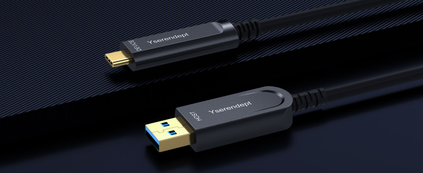 long ultra high speed fiber optic usb c cable