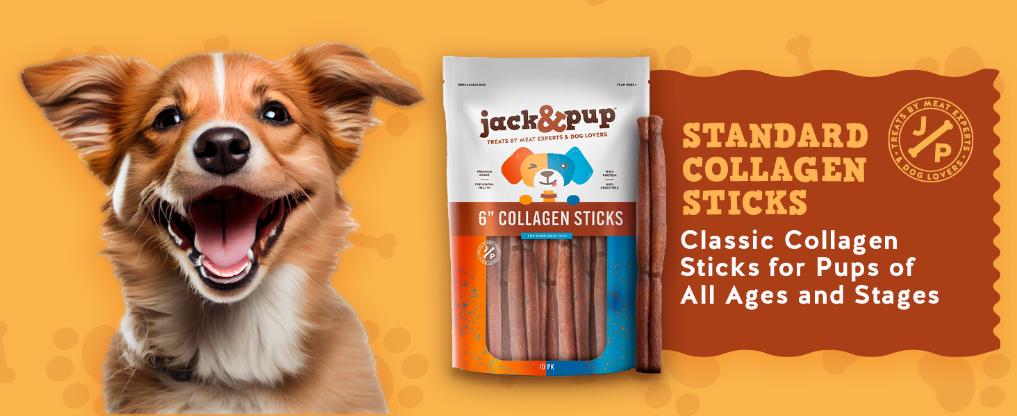 Jack&Pup 5" Spiral Beef Collagen Sticks for Dogs Rawhide