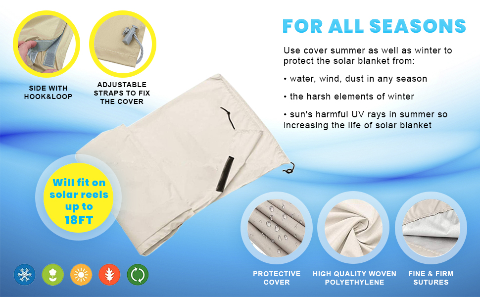 ARDILA VEELA Solar Blanket Cover for Pool up to 18' Wide Pool Reel