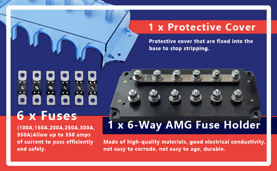 6Spot AMG Fuse Block with Fuses and Protective Shell Heavy