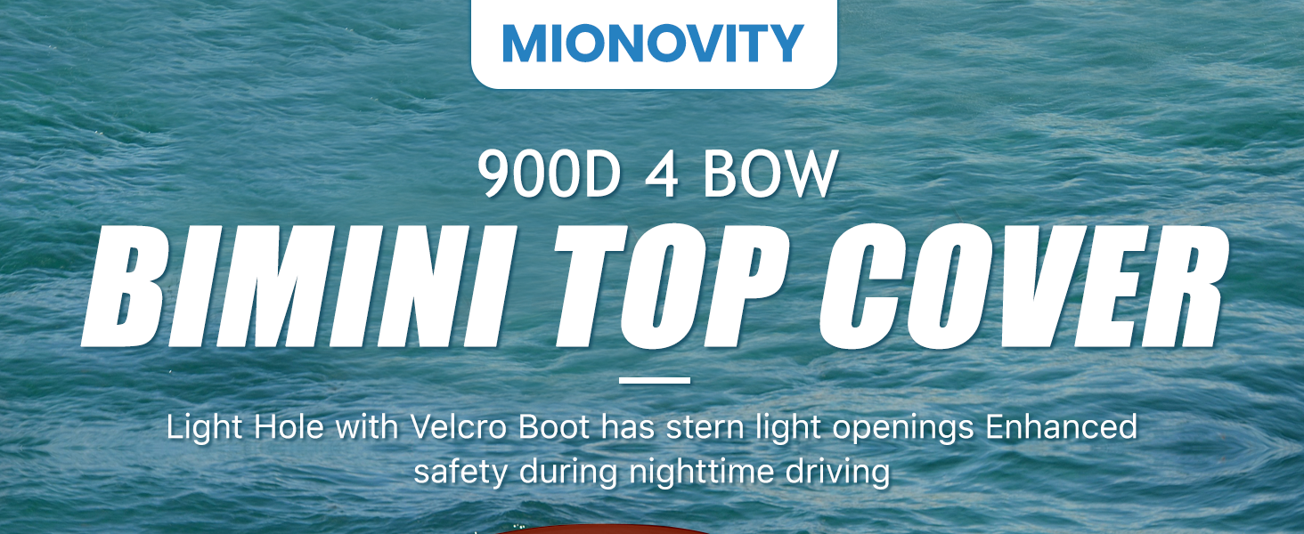 Mionovity 4 Bow Bimini Top Replacement Canvas with Light Hole & Storage Boot,Pontoon