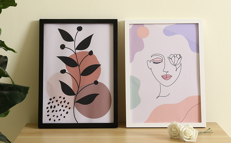 Cispree A3 Photo Frame, A3 Wooden Picture Frames with Mount for A4 Print for Wall, with Acrylic