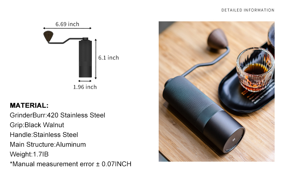 MAVO Wizard 2 MANUAL Coffee Grinder,Capacity 20g with CNC Stainless Steel Conical