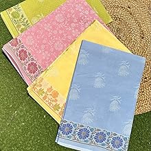 cotton saree daily use with blouse below 500 yellow blue pink green