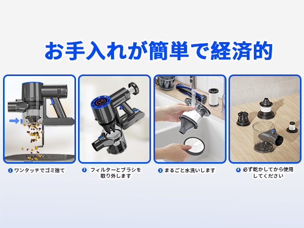 【未使用】Akiko スティック掃除機 サイクロン式 650Ｗ Amazon | 掃除機 コードレス【2025革新版・超強吸引・静音・軽量