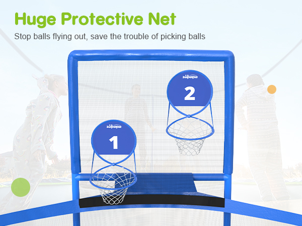 trampoline with basketball hoops