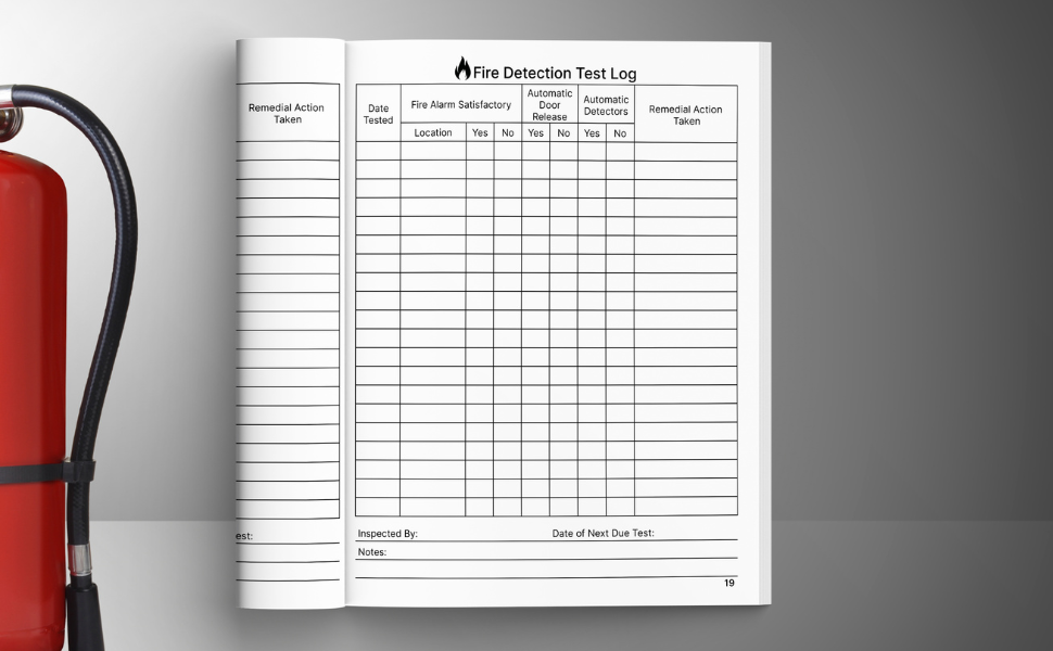 Fire Safety Log Book 15 Different Sections for Inspections and Testing