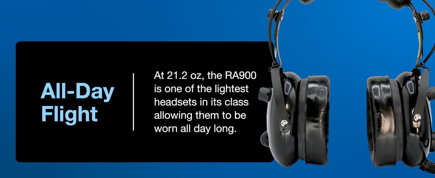 All-Day Flight RA900 Aviation Headset Rugged Radios Air Pilots Instructors Students Premium