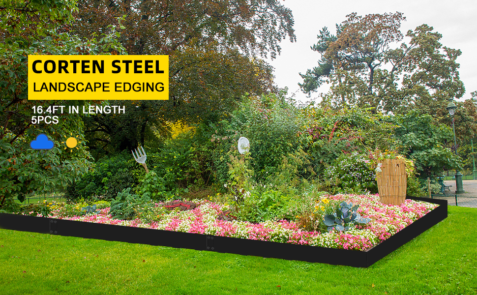 Steel Landscape Edging 40 x 7 Inch, 5 Pack Steel Garden