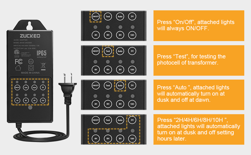 ZUCKEO 5W LED Low Voltage Landscape Lights with Timer Transformer 12V