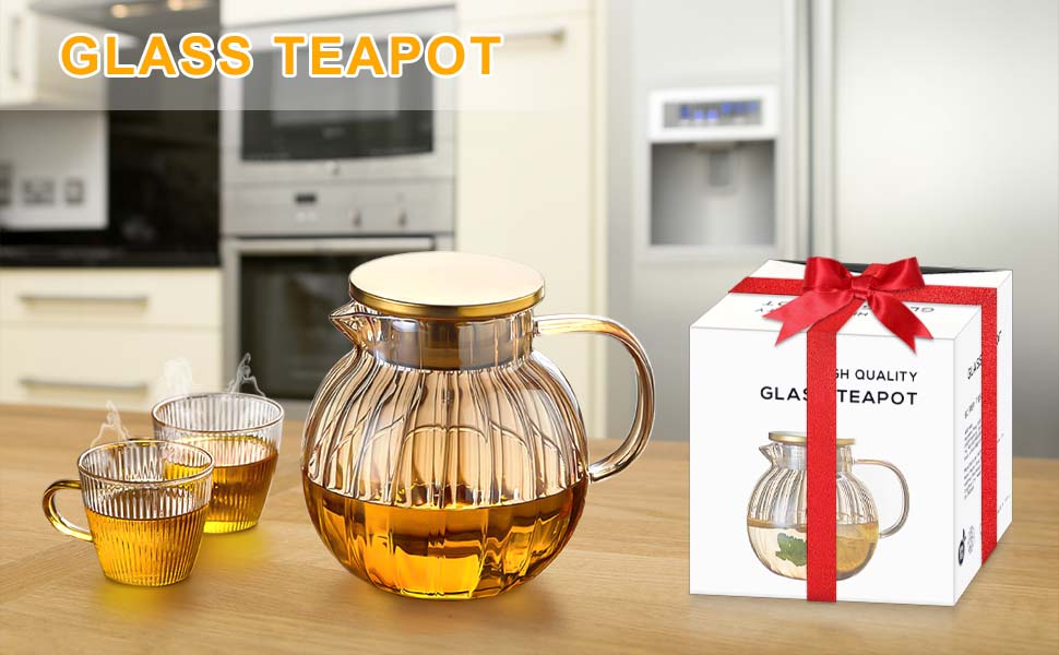 Saeifin Glass Teapot Stovetop Safe, Glass Tea Kettle 44oz