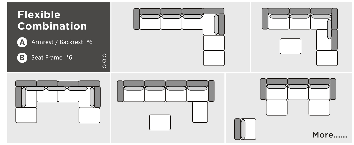 HONBAY Reversible Modular Sectional Couch U Shaped Modular