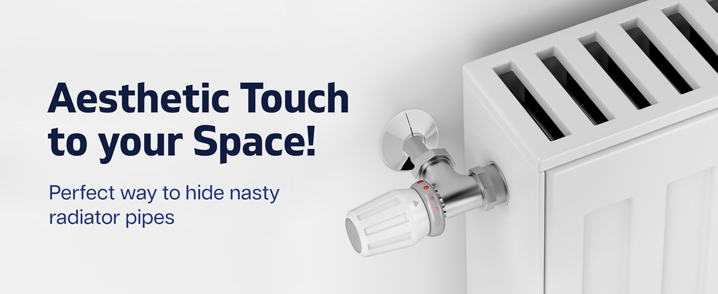 Radiator Pipe Covers Chrome Pipe Collars Pack of 2 Radiator Pipe Collars, 15mm Radiator Pipe