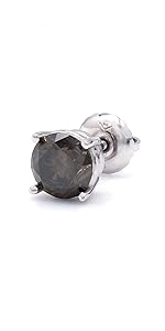 0.40ct Lab Grown Olive Diamond Single Stud Earrings for Men in 14kt White Gold