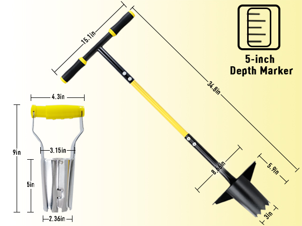 Jardineer 3PCS Bulb Planter Tools Set, Long Handle Bulb Planting...