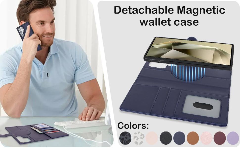 detachable magnetic wallet case with card holder