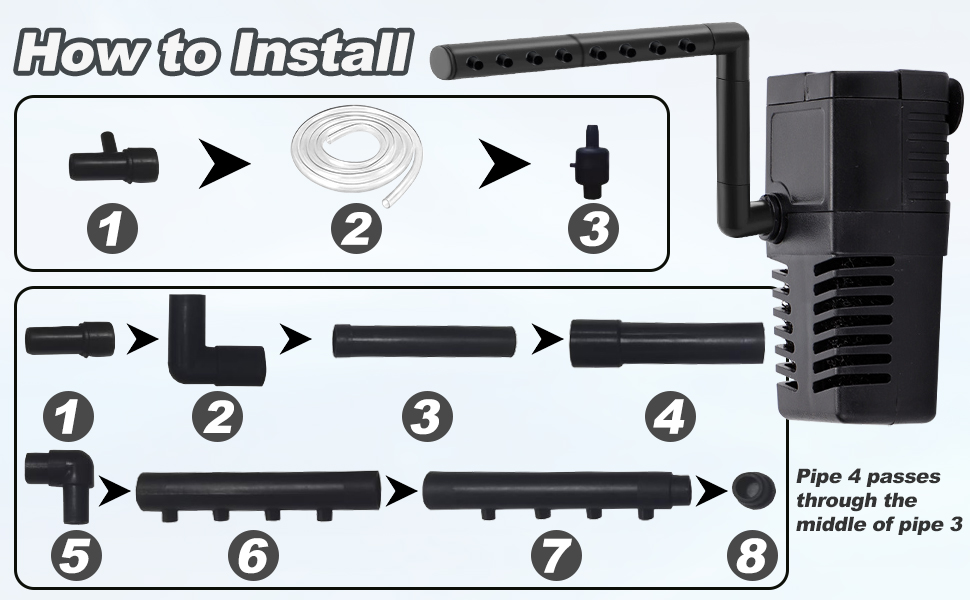 ESMARTER Fish Tank Filter, 4in1 Internal Aquarium Filter, 300L/H