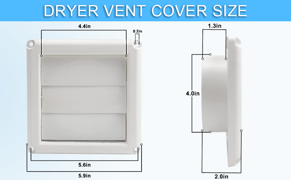 Louvered Dryer Vent Cover 4 inch for Outdoor/Indoor Fit