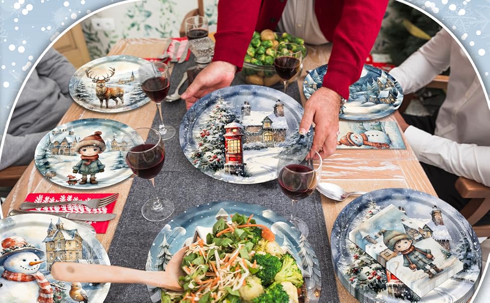 YGCTBVY Winter Paper Plates and Napkins Sets,Winter