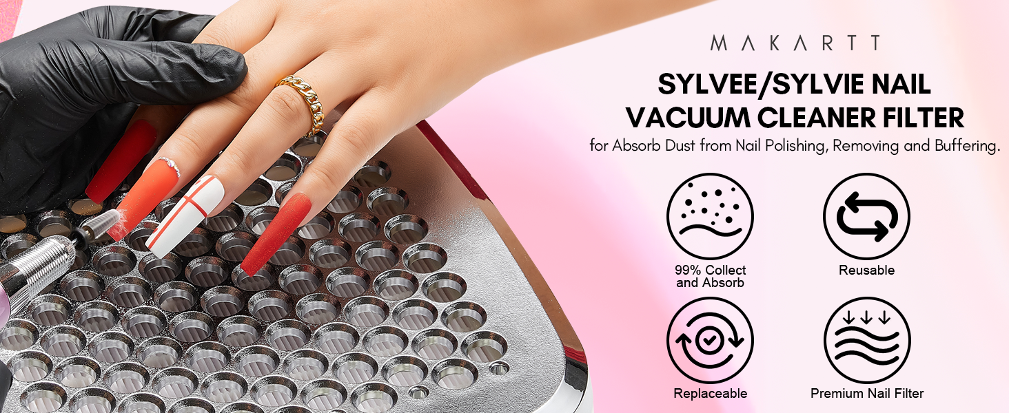 Makartt Nail Dust Collector Filter, 2Pcs NoSpilling Filter