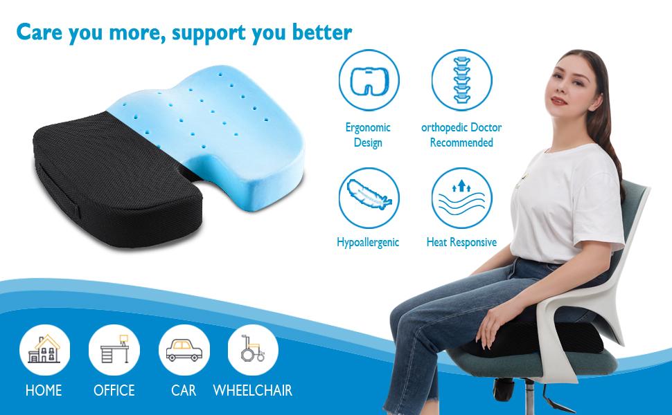 Seat Cushion for Office Chair Car, Coccyx Ergonomic Desk Chair Cushion