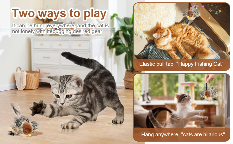 Simulation Chirping Bird Cat Toy Bird Toy for Cats kittens to Bite Chew and Kick Lifelike