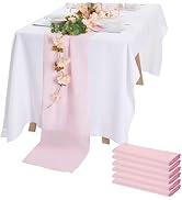 Peomeise 6pack Chiffon Table Runner 14X108 Inch Sheer Wedding Runner，Romantic Light Pink Sheer Fa...