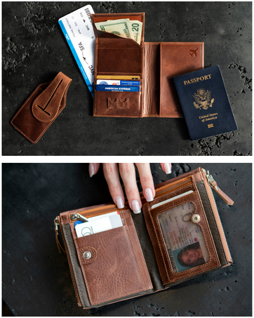 genuine leather wallet card holder for mem and women