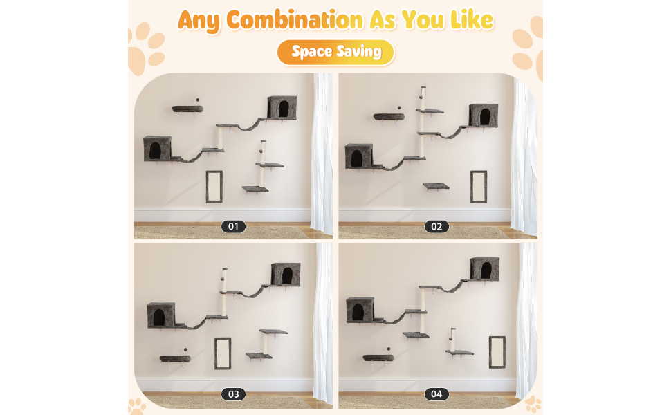 Arcppen Cat Wall Shelves,5 Pcs WallMounted Cat Climber