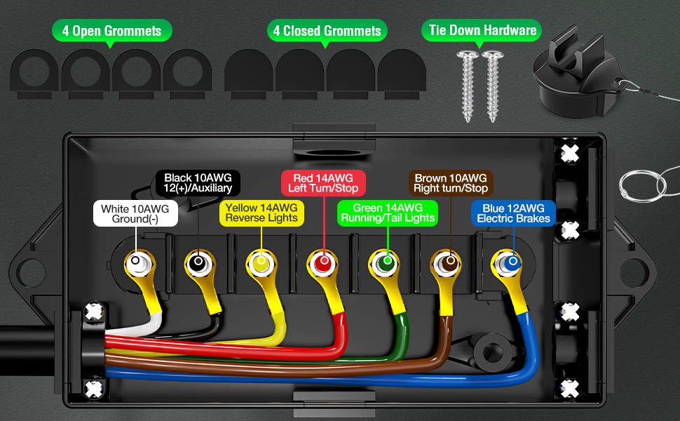 7 Pin Trailer Wiring Harness Kit 8FT, 7 Way Trailer Plug