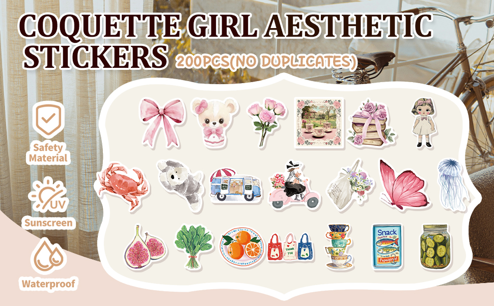  Y2K Aesthetic Stickers, Coquette Girl Aesthetic Stickers