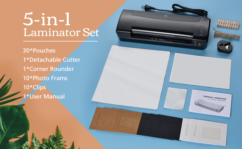 Laminator Machine with 30 Laminating Sheets, 9Inch Hot Cold Thermal