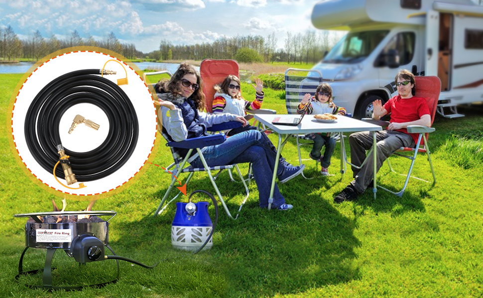 12FT QuickConnect RV Propane Extension Hose, Low Pressure