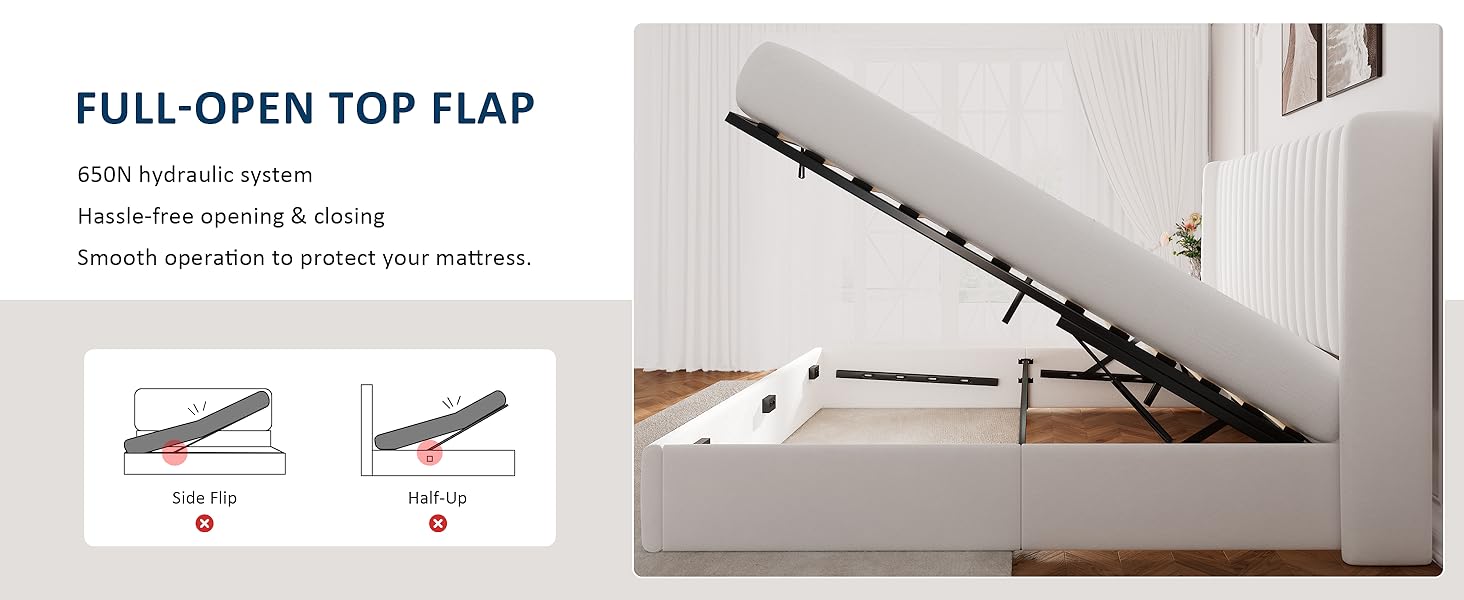 lift up storage bed frame with hydraulic system