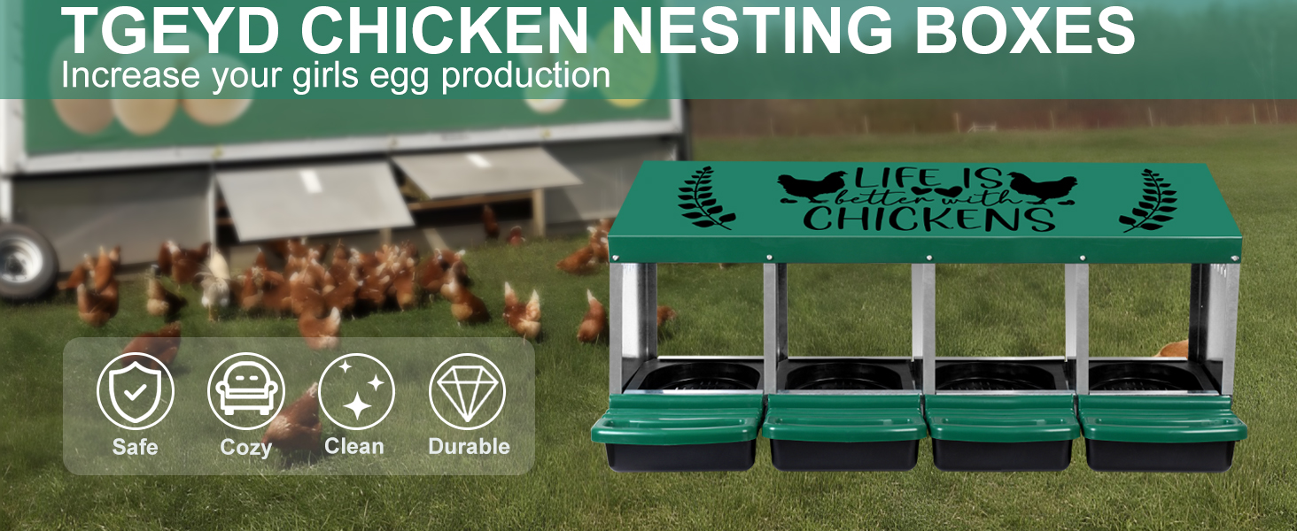 TGEYD Chicken Nesting Box 4 Holes, Nesting Boxes for Chickens, Nesting Boxes for