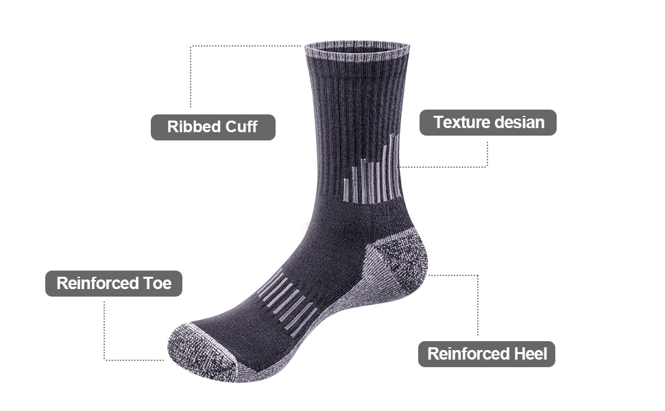 YUEDGE Women's Cushioned Outdoor Sports Hiking Walking Socks For Women, Moisture Wicking Cotton Casual Everyday Work Gym Tennis Athletic Crew Socks, Multipack, 5 Pairs 11 demonstration of production feature ribbed cuff reinforced toe and heel arch support