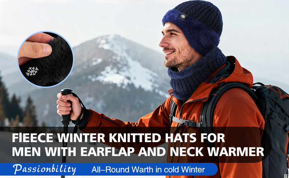 Winter Beanie with Earflap Neck Warmer Set