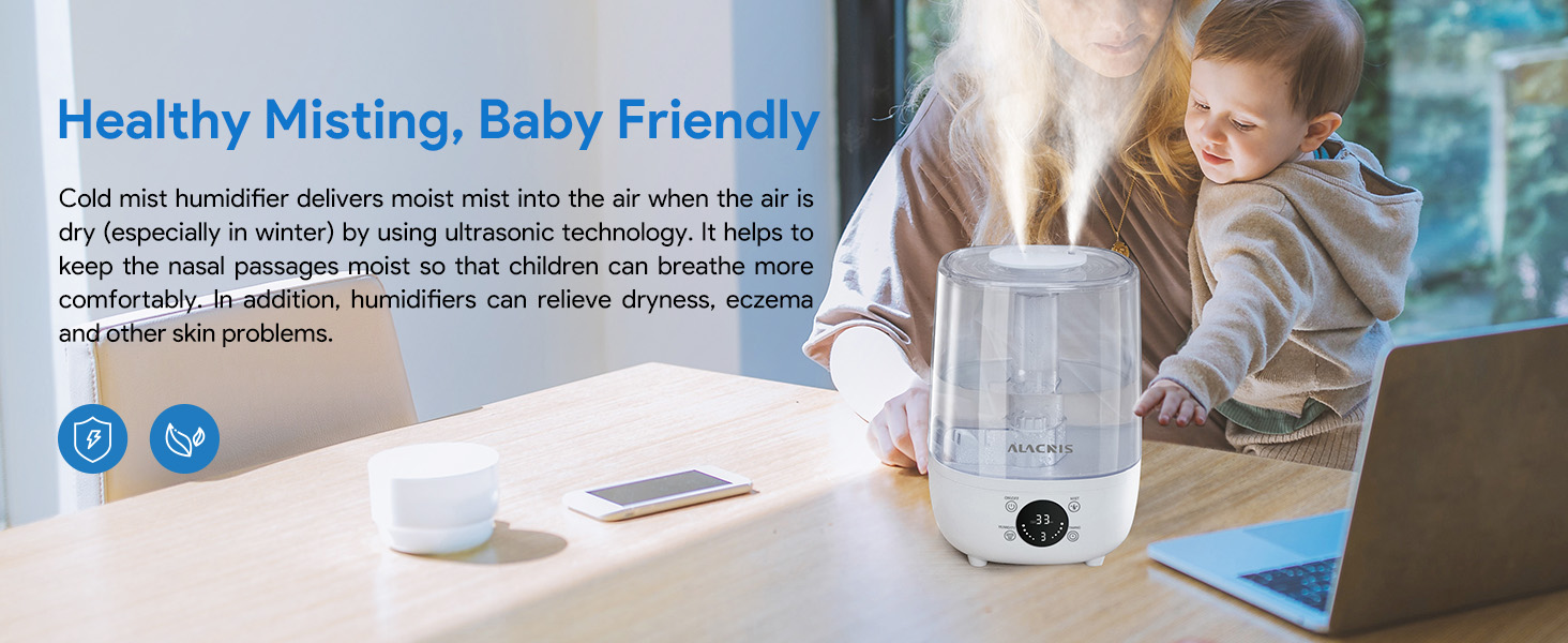 ALACRIS 4L Ultrasonic Humidifier, Smart Humidifier with Constant