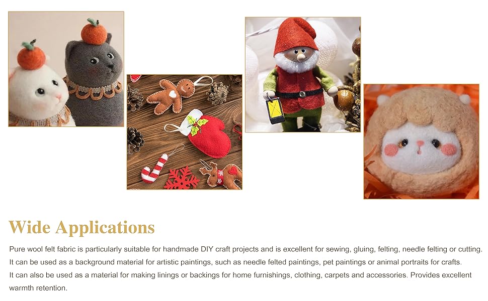 18" x 39" Wool Craft Felt Fabric, Merino Pure Wool Sheets