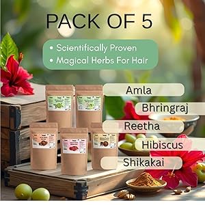 Amla Reetha Shikakai, Bhringraj and Hibiscus Powder for Hair