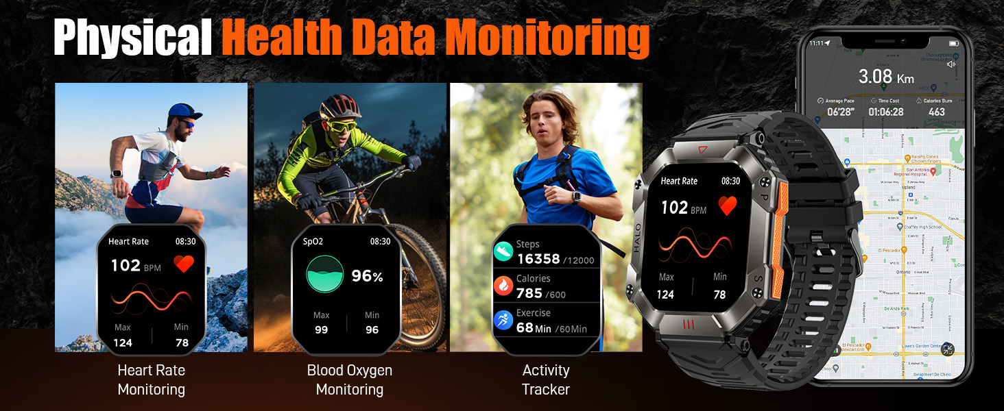 TACTICAL SPORTS TRACKER WITH 24/7 FITNESS TRACKER