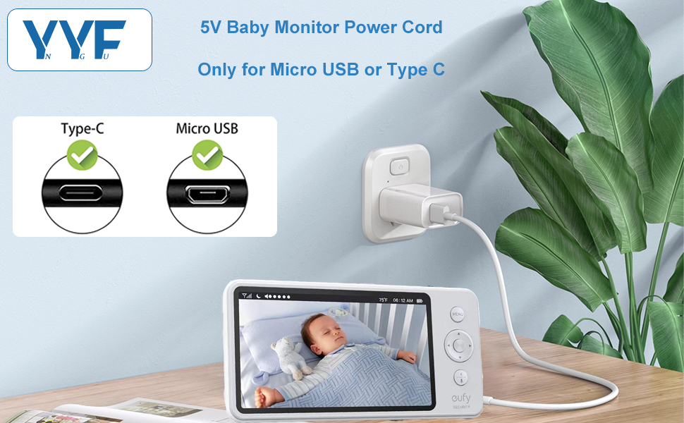 5V Baby Monitor Power Cord for enfy,VAVA,ARENTI,VTech