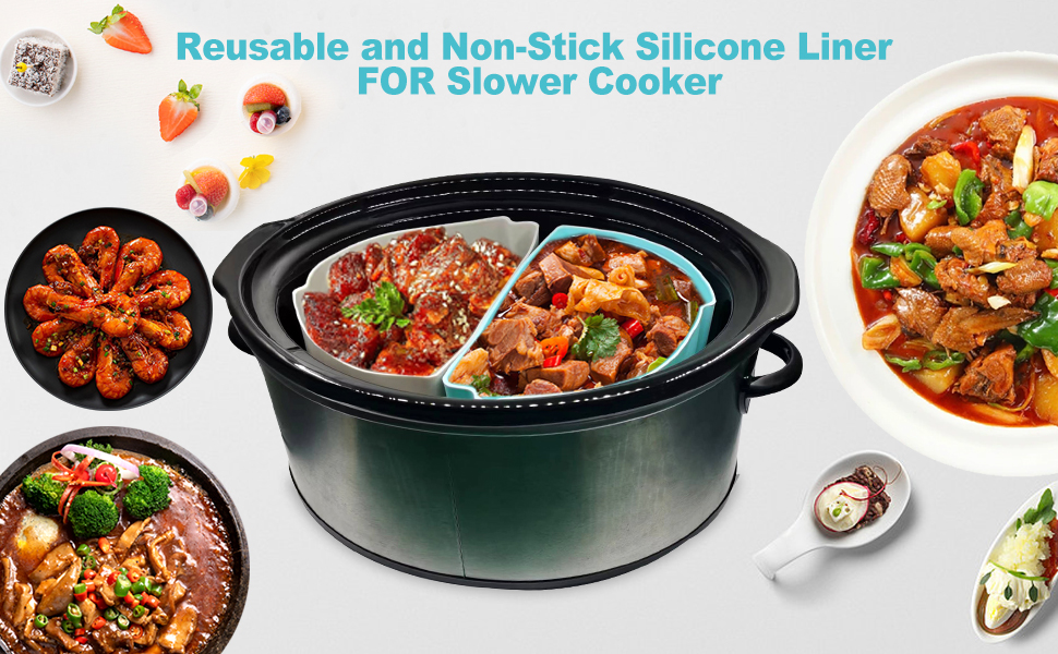 Silicone Slow Cooker Liners, KITCHSTAR Reusable 2 Crock Pot