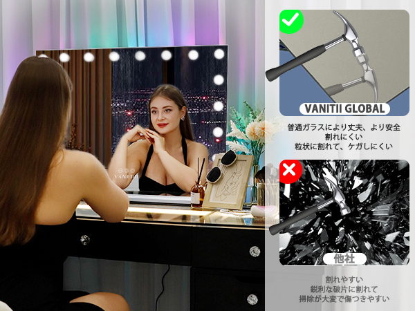 ③ VANITII GLOBAL 女優ミラー ハリウッドミラー 46×58cm Amazon.co.jp: VANITII GLOBAL 女優ミラー ハリウッドミラー 鏡