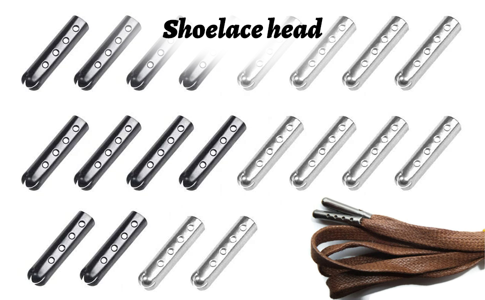 Suxgumoe Shoelace Tip Head, 60 Pieces Metal Replacement Ends Aglet Tips