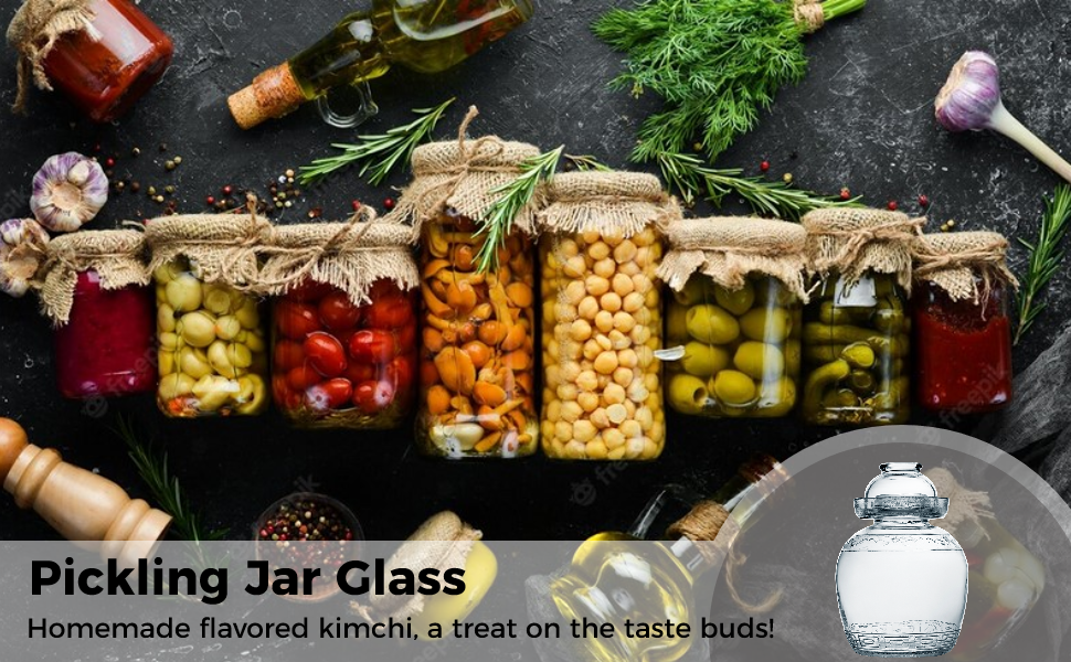 JUSTDOLIFE Large Pickle Jar with Lids, 88oz/2.6L Fermentation Jars with Airlocks Lid Traditional