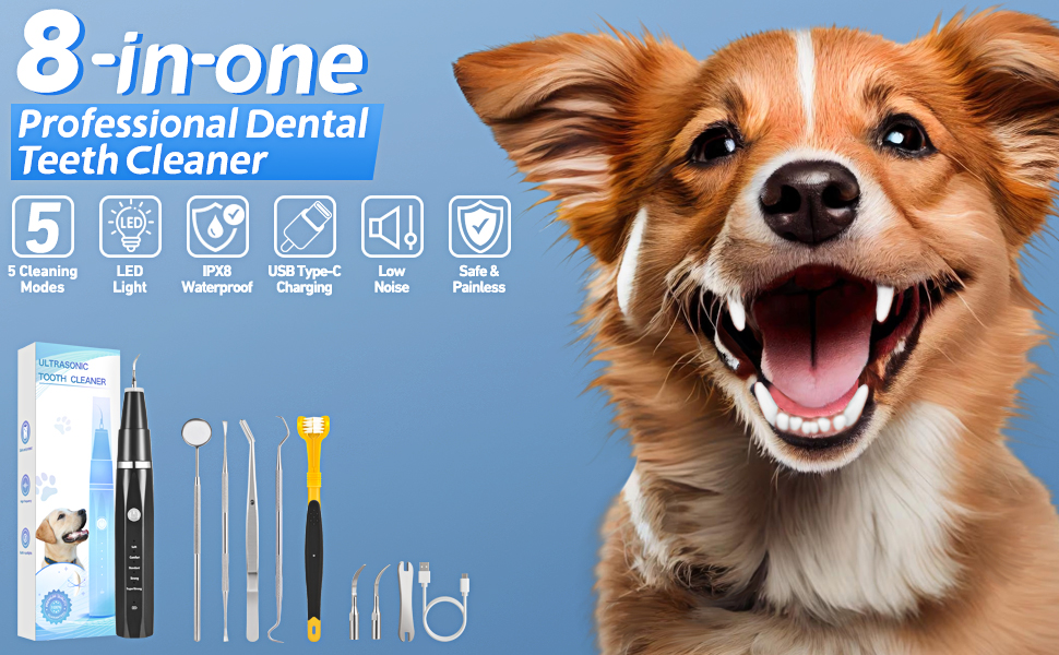 havit Dog Tooth Brushing kit Dog Teeth Cleaning kit, 5 Modes Pet