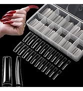 Yokilly Clear Coffin Nails Tips, 550PCS Long C Curved Nail Tips for Acrylic Nails Professional, H...